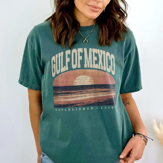 Gulf of Mexico 1550 Unisex TShirt, Gulf Coast Tops for Mexicans, Gildan Unisex, Premium Quality Cotton- Hiyatee