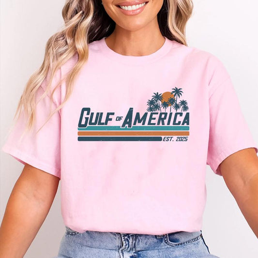 Gulffff of America Retro Stripe Full Colors T-Shirt – Bold & Vibrant Coastal Vibes!-Hiyatee