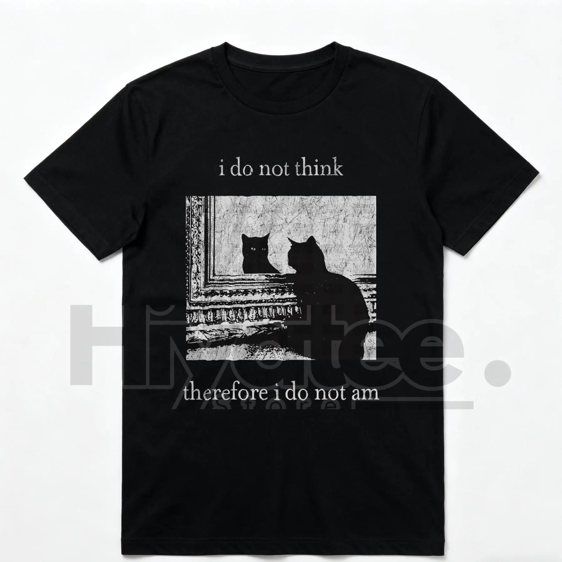"HAGBDH I Do Not Think" Cat Classic T-Shirt – Goth Funny Philosophy Graphic Tee - Hiyatee