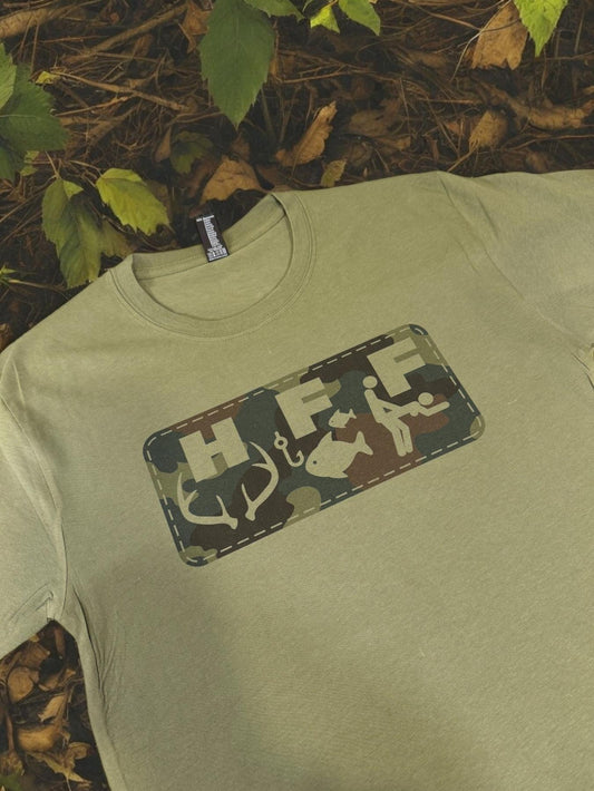 HFF Hunt Fish Fun T-Shirt – OD Green | Outdoor Enthusiast’s Favorite Tee!-Hiyatee