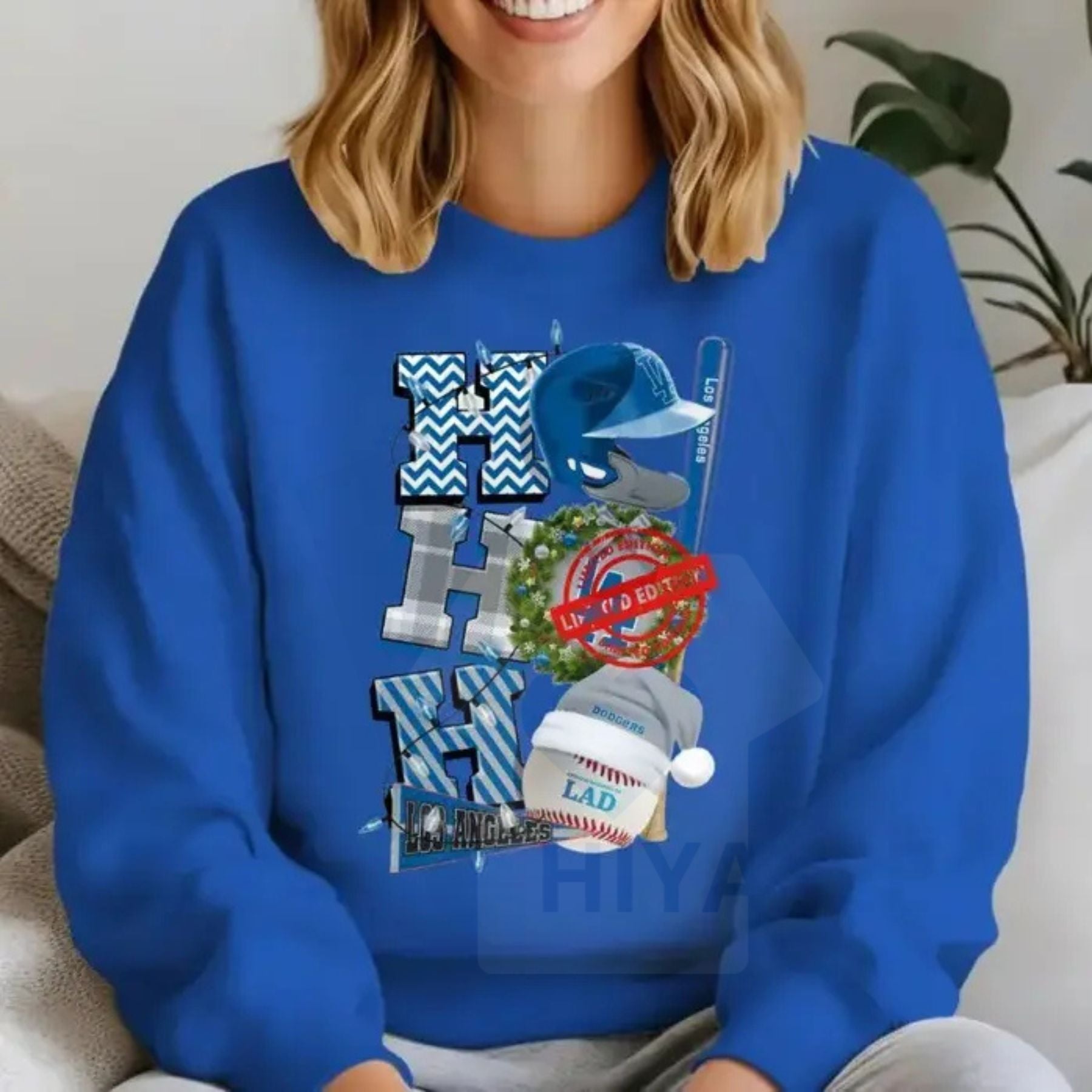 HO HO HO Sport Christmas Sweatshirt: Festive Fan Tee, Adult & Youth Family Xmas Gift, Soft Cotton Round Neck Pullover - Hiyatee