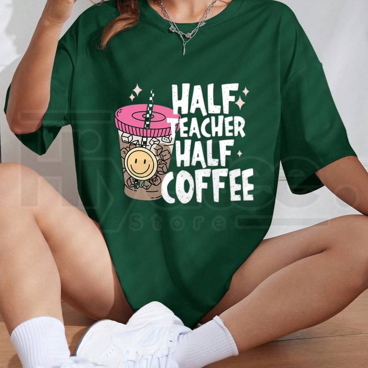 Half Teacher Half Coffee Shirt – Funny Back to School Teacher Gift - Hiyatee