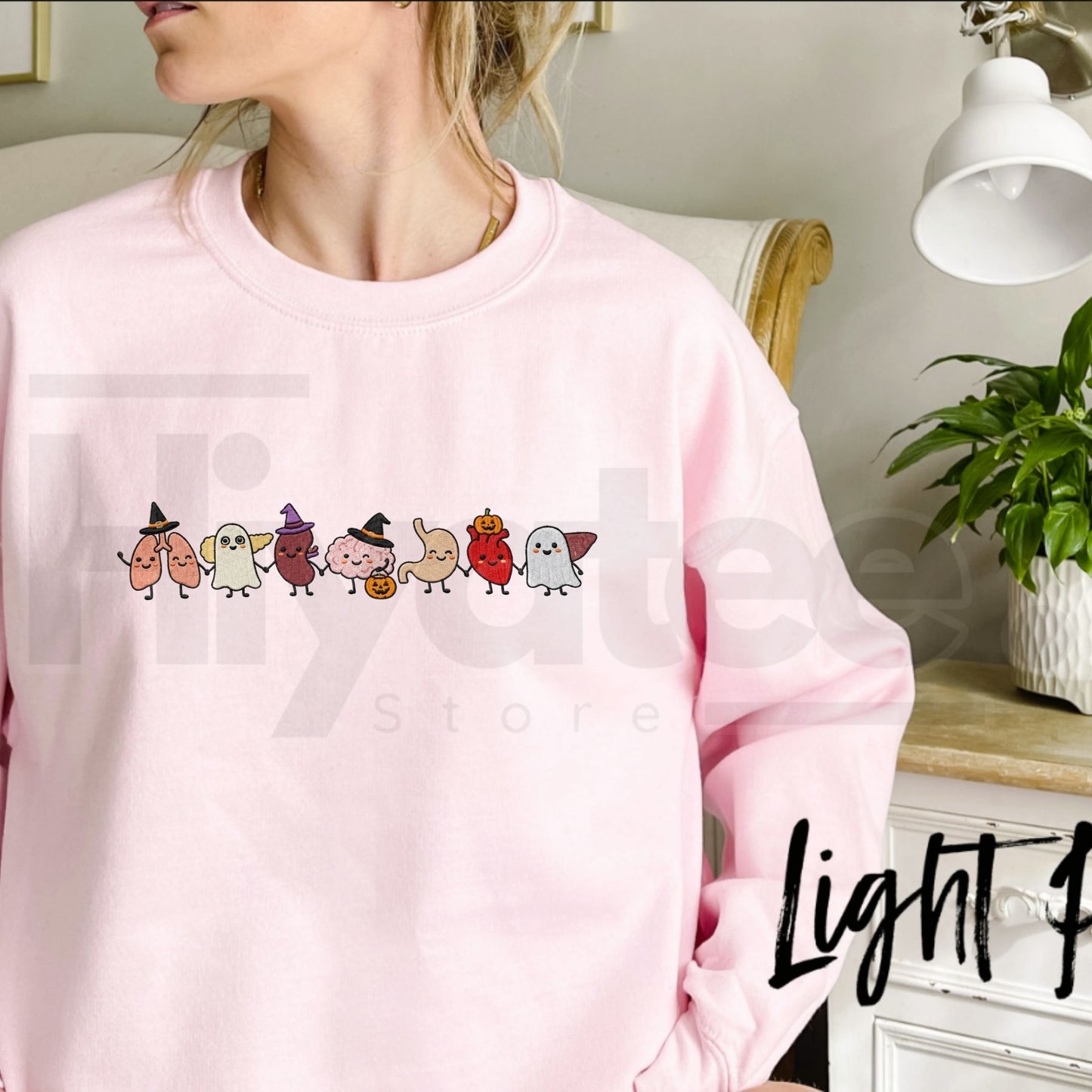 Halloween Anatomy Embroidered Sweatshirt – Spooky Season Doctor & Nurse Medical Crewneck - Hiyatee