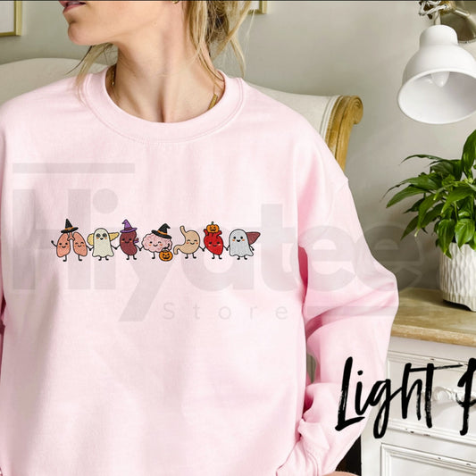 Halloween Anatomy Embroidered Sweatshirt – Spooky Season Doctor & Nurse Medical Crewneck - Hiyatee