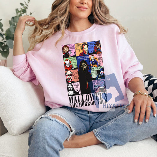 Halloween The Horror Tour Shirt – Spooky 2025 Sweatshirt with Classic Horror Movie Icons-Hiyatee