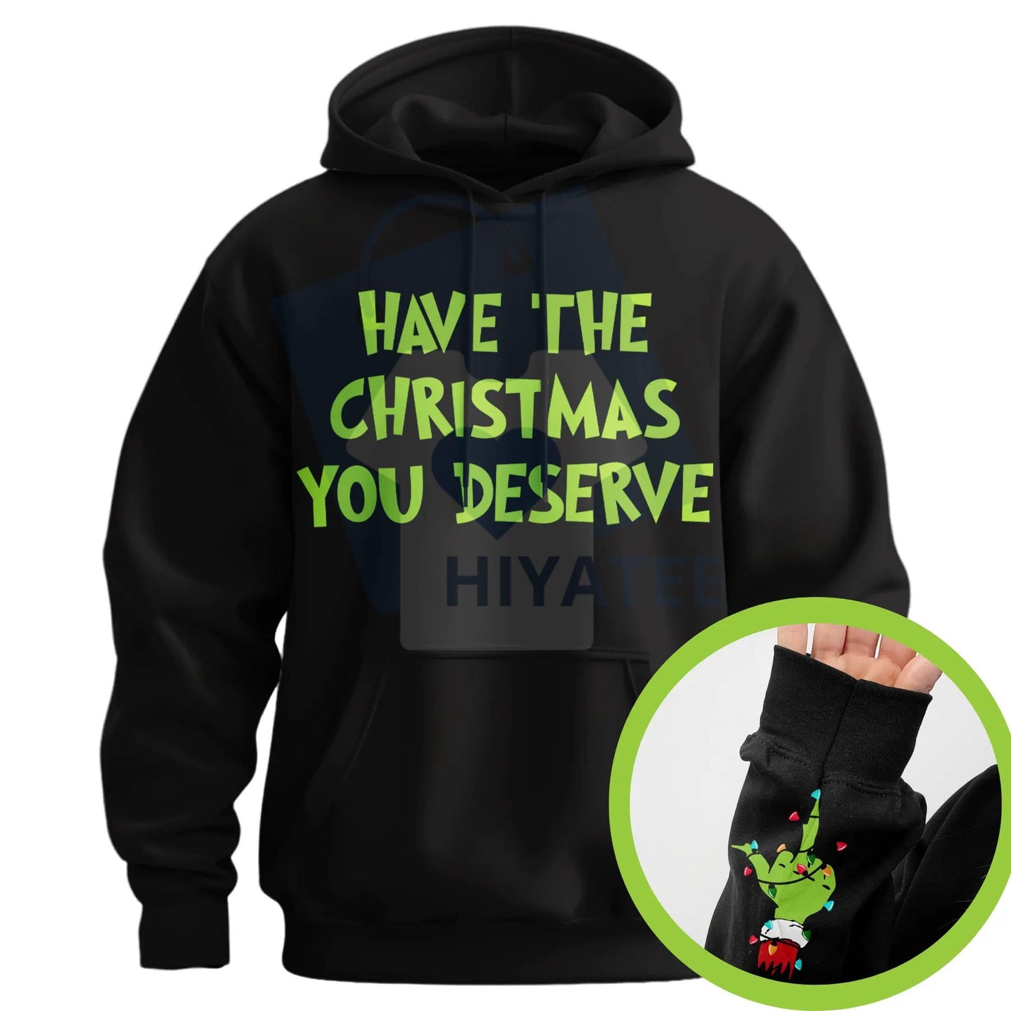 "Have The Christmas You Deserve" Middle Finger Hoodie – Funny Sarcastic Holiday Sweatshirt, Anti-Christmas Humorous Pullover - Hiyatee