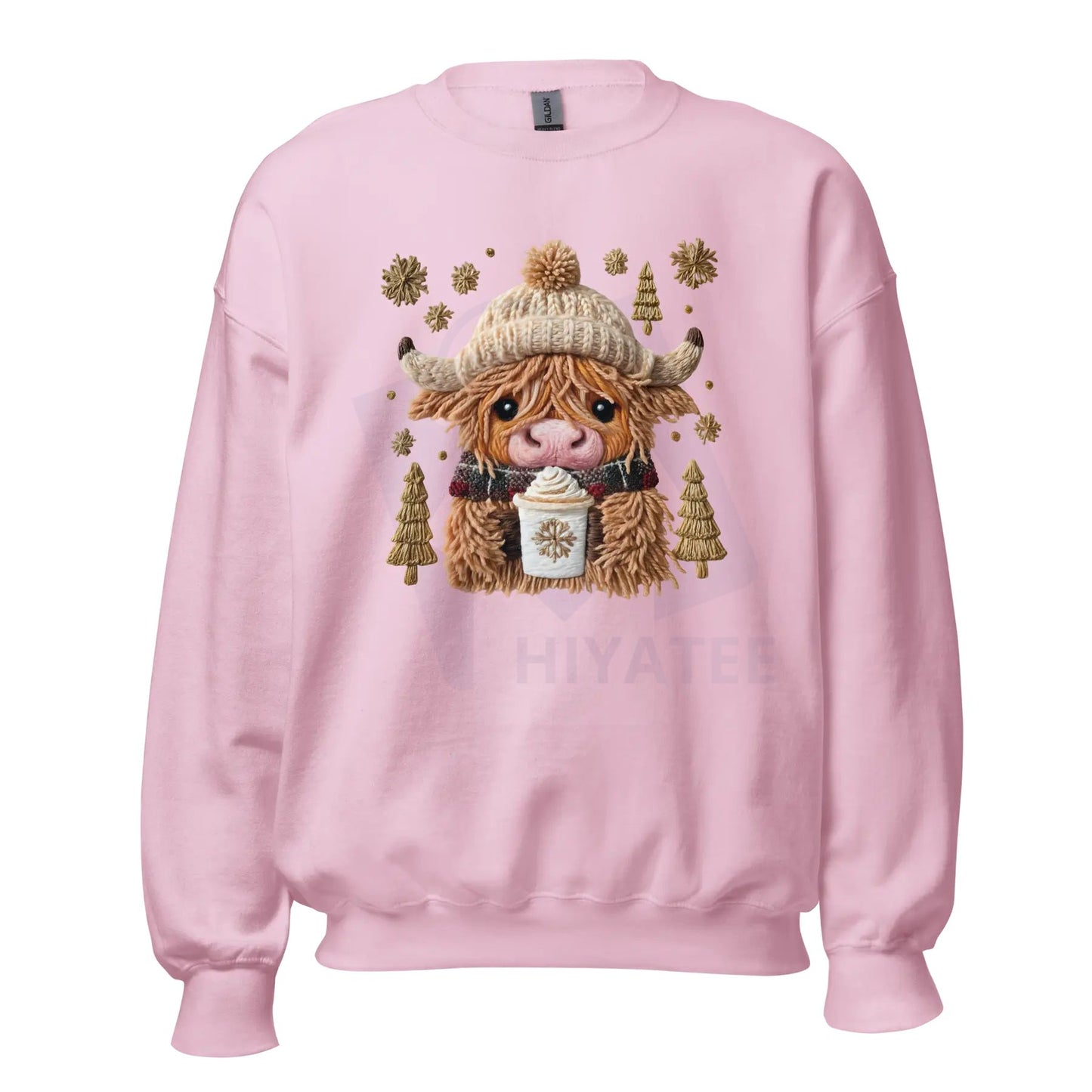 Hazel the Highland Cow Unisex Crewneck Sweatshirt: Cute Animal Graphic Pullover, Cozy Farm Aesthetic Top, Printed in the USA Gift - Hiyatee