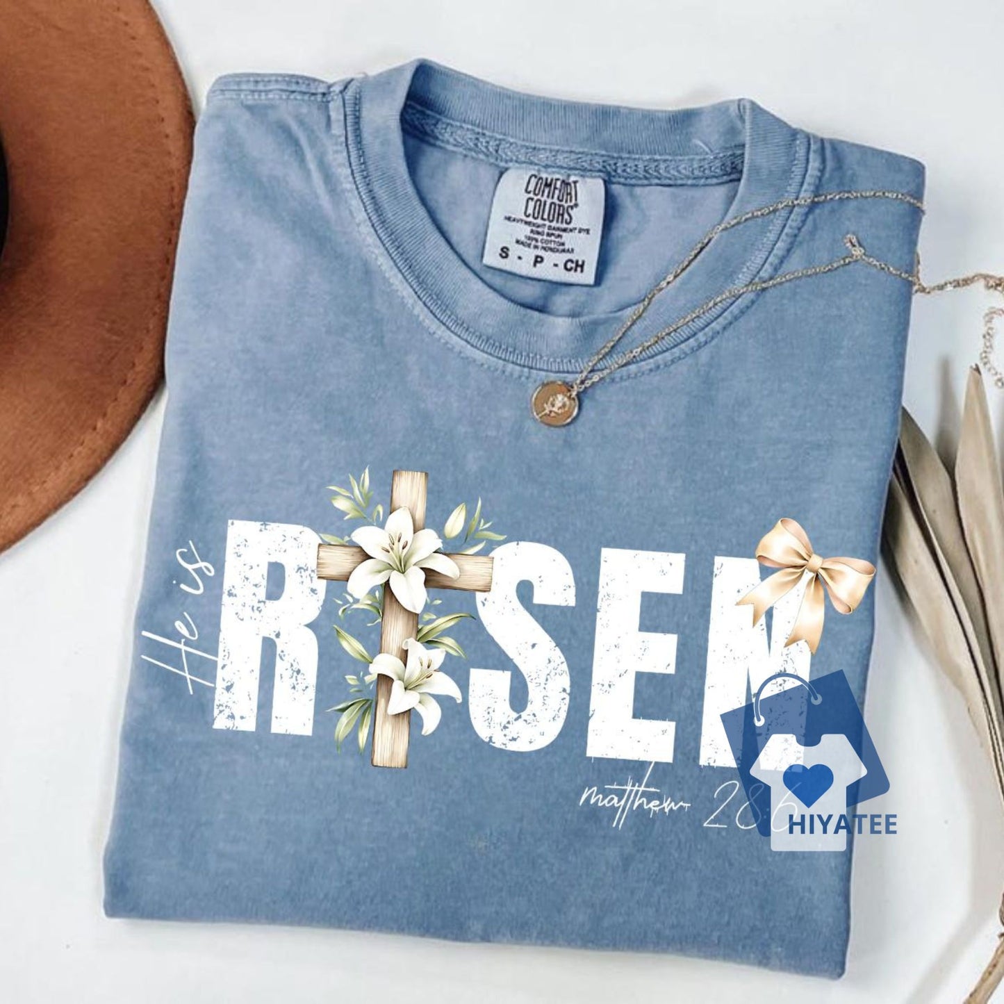  He is Risen Tee – Retro Easter Comfort Colors Shirt for Faith & Style-Hiyatee
