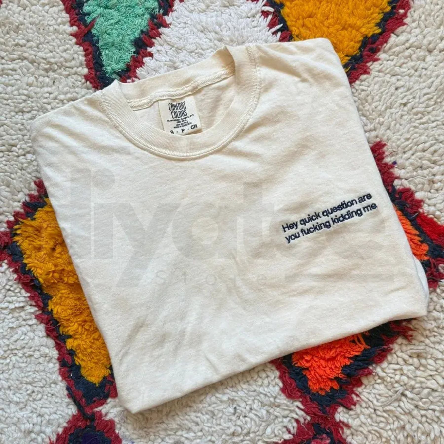 "Hey Quick Question Are You Kidding Me" Embroidered T-Shirt - Hiyatee