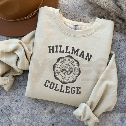 Hillman College Sweatshirt – Vintage College Graphic Crewneck, Retro Campus Style Pullover, Classic Collegiate Fan Gift - Hiyatee