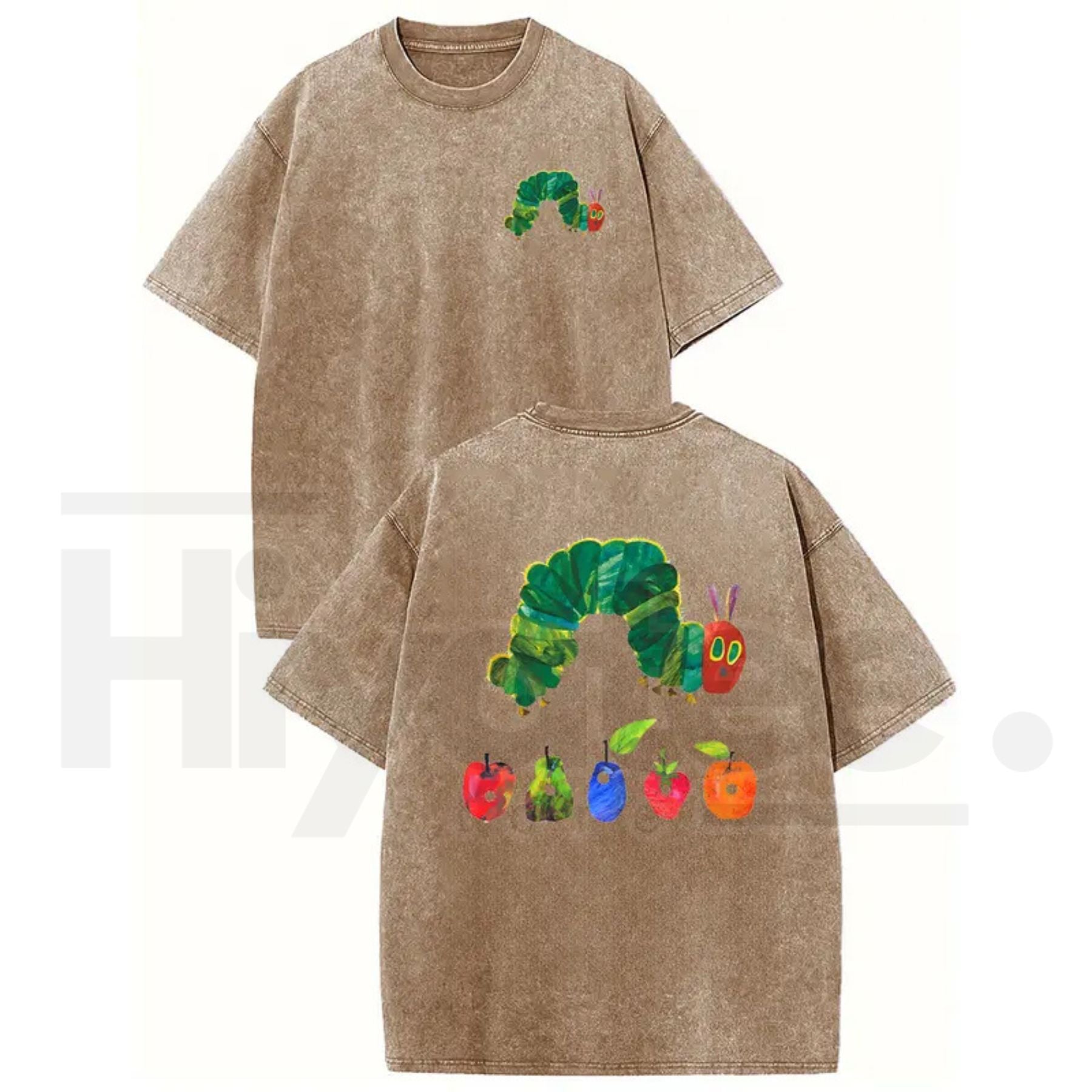 Holafish "The Very Hungry Caterpillar" Vintage Washed T-Shirt – Double-Sided Heavyweight Graphic Tee - Hiyatee