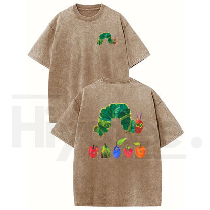 Holafish "The Very Hungry Caterpillar" Vintage Washed T-Shirt – Double-Sided Heavyweight Graphic Tee - Hiyatee