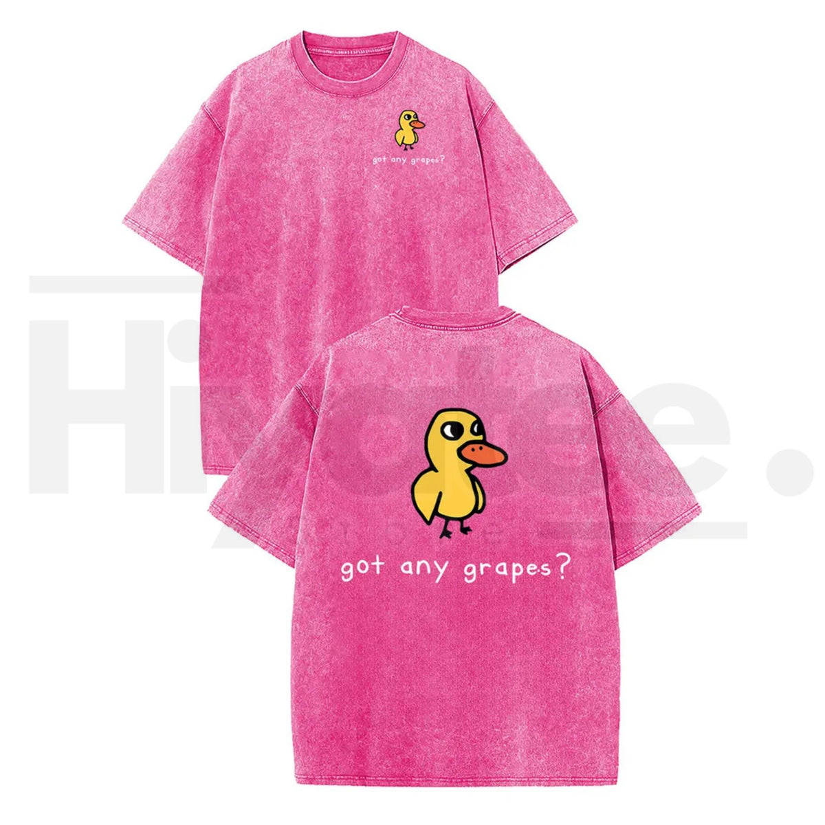 Holafish Women's Retro Vintage "Eat Grapes?" Duck Graphic T-Shirt – Oversized Heavy Washed Cotton Streetwear Tee - Hiyatee