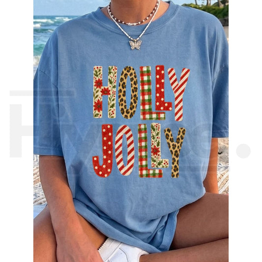 Holly Jolly Comfort Colors Shirt Trendy Christmas Tee - Hiyatee