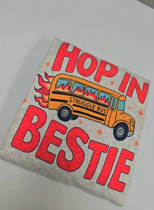 Hop In Bestie Struggle Bus Shirt – Funny Aesthetic Graphic Tee  Cute Best Friend Gift