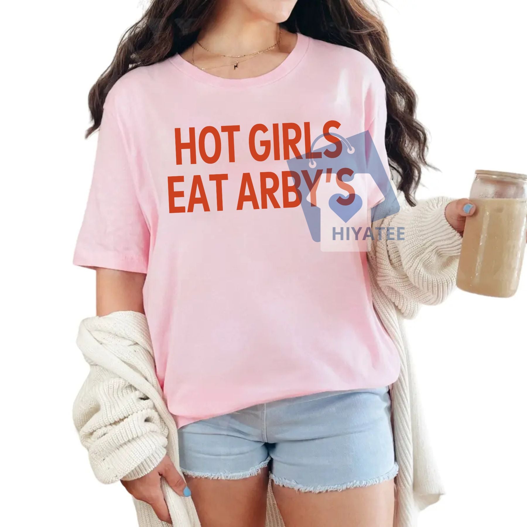 Hot Girls Eat Arby’s T-Shirt – Funny Meme Tee for Women, Cool Fast Food Lover Graphic Shirt, Trendy Internet Humor Gift-Hiyatee
