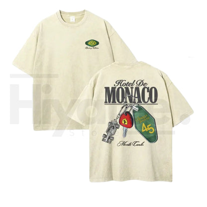 Hotel De Monaco Racing Poster Vintage Washed Tee – 90s Oversized Racing Graphic T-Shirt - Hiyatee