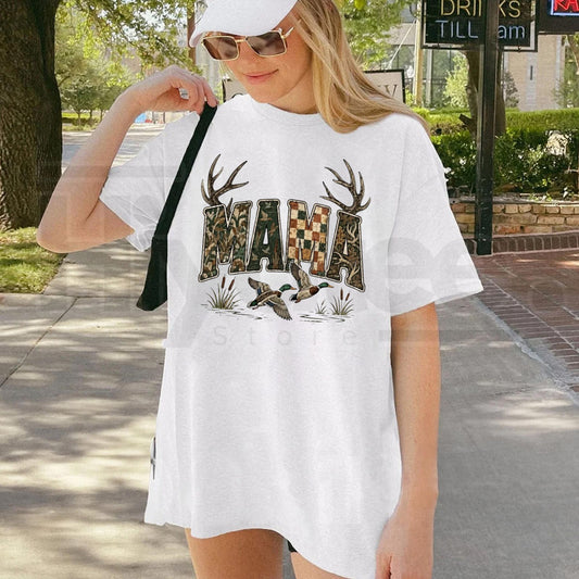 Hunting Camo Mama T-Shirt – Deer Hunting Season Graphic Tee - Hiyatee