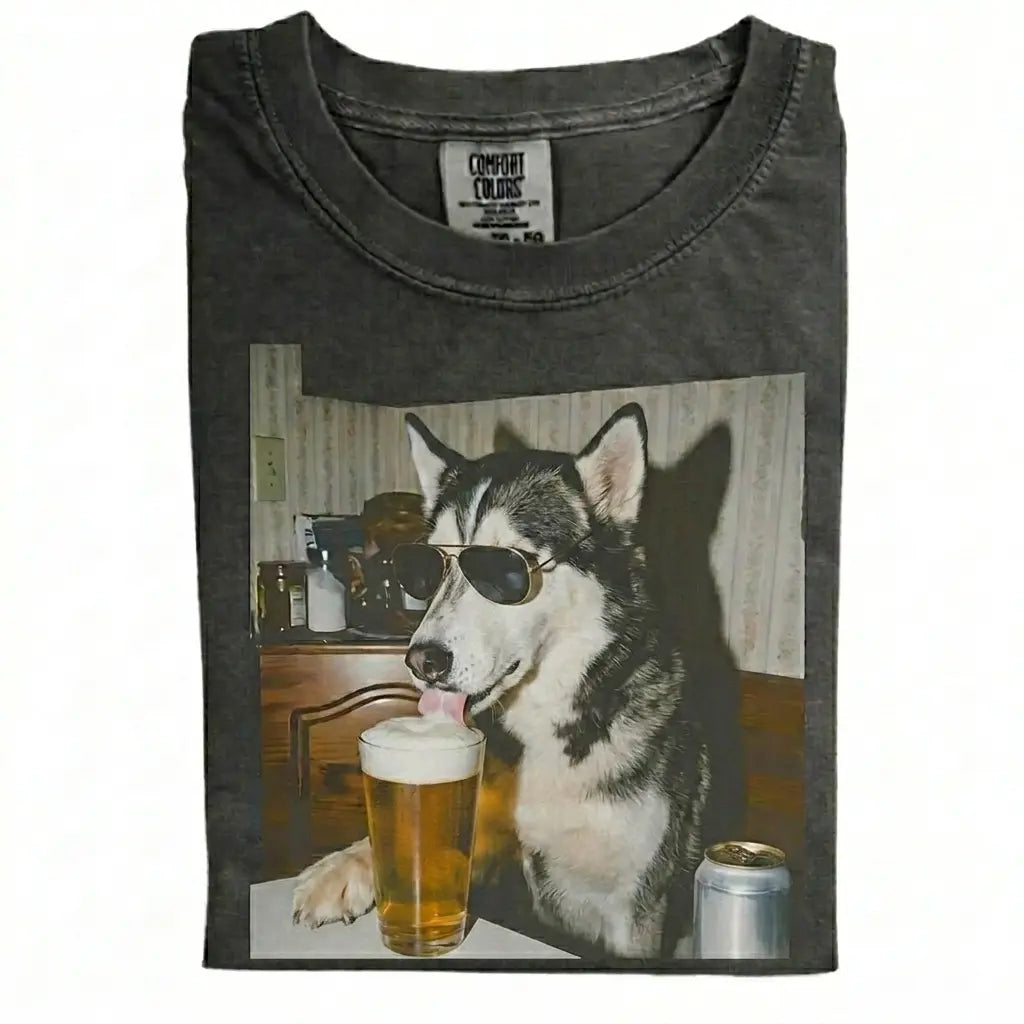 Comfort Colors 50+ Dog Breeds Available Drinking Beer Shirt – Vintage 90s Funny Edgy Dog Meme Tee, Unisex Casual Streetwear Gift