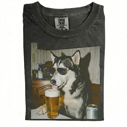 Comfort Colors 50+ Dog Breeds Available Drinking Beer Shirt – Vintage 90s Funny Edgy Dog Meme Tee, Unisex Casual Streetwear Gift