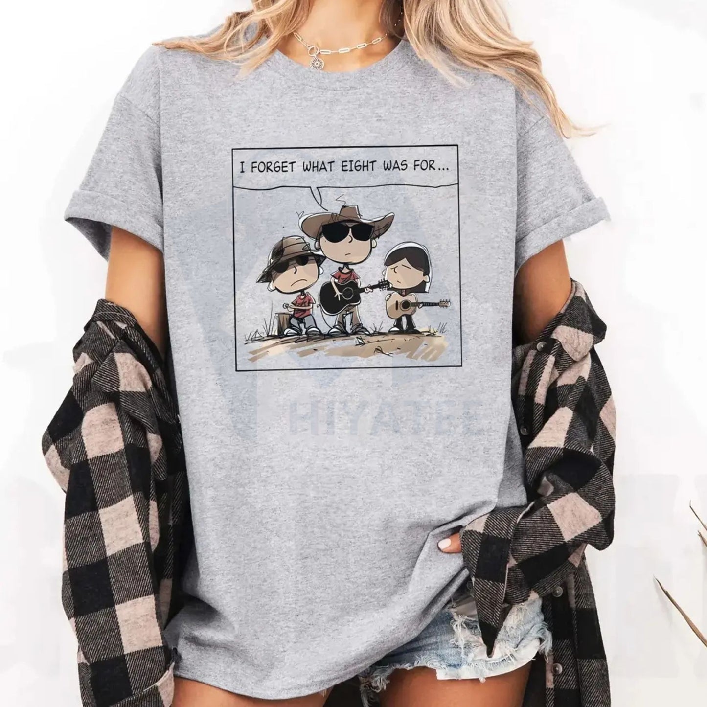 "I FORGET WHAT EIGHT WAS FOR" Funny Cowboy Band T-Shirt – Country Music Graphic Tee - Hiyatee