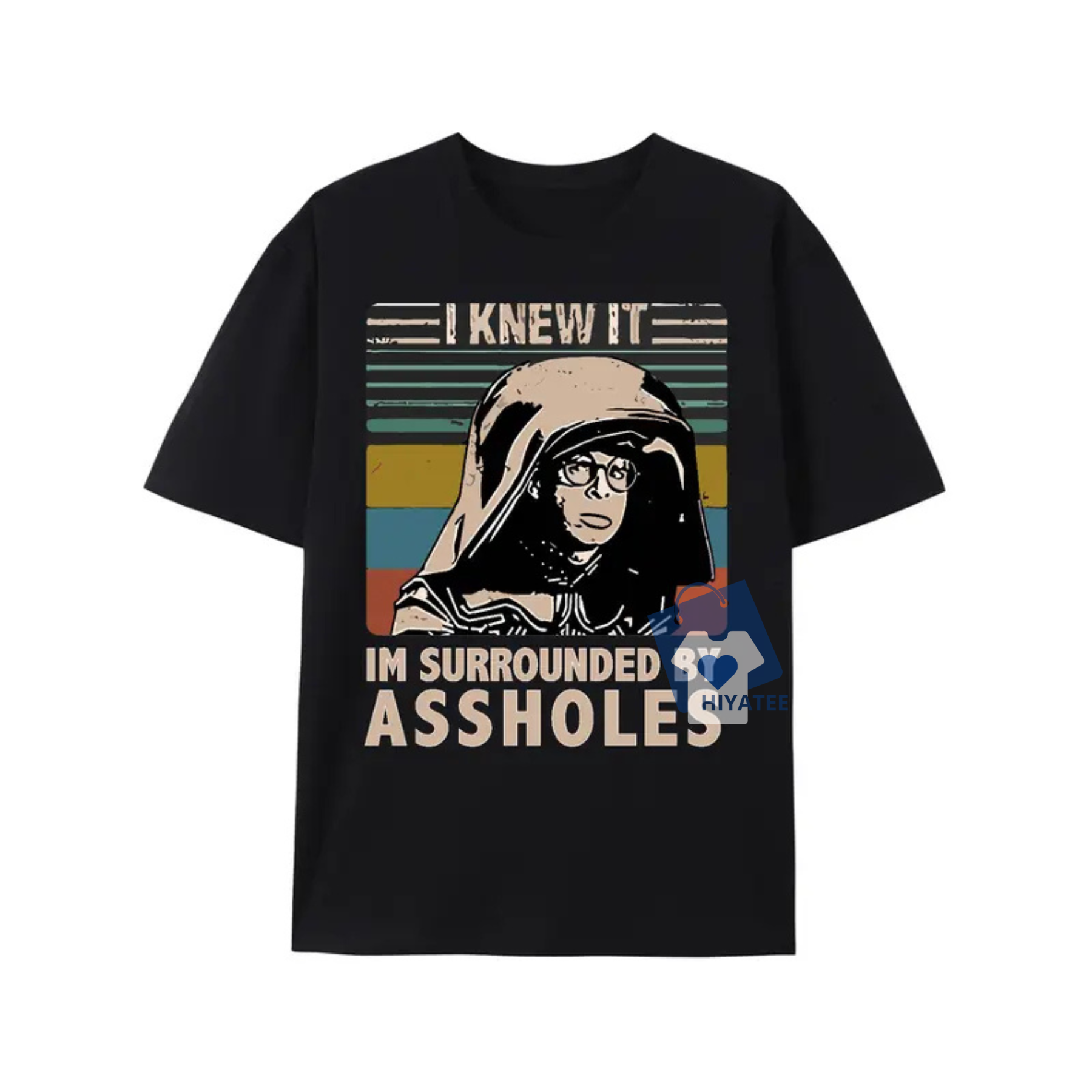 I Knew It I'm Surrounded By Assholes Spaceballs T-Shirt – Funny Dark Helmet Graphic Tee for Men, Cult Classic Movie Shirt - Hiyatee