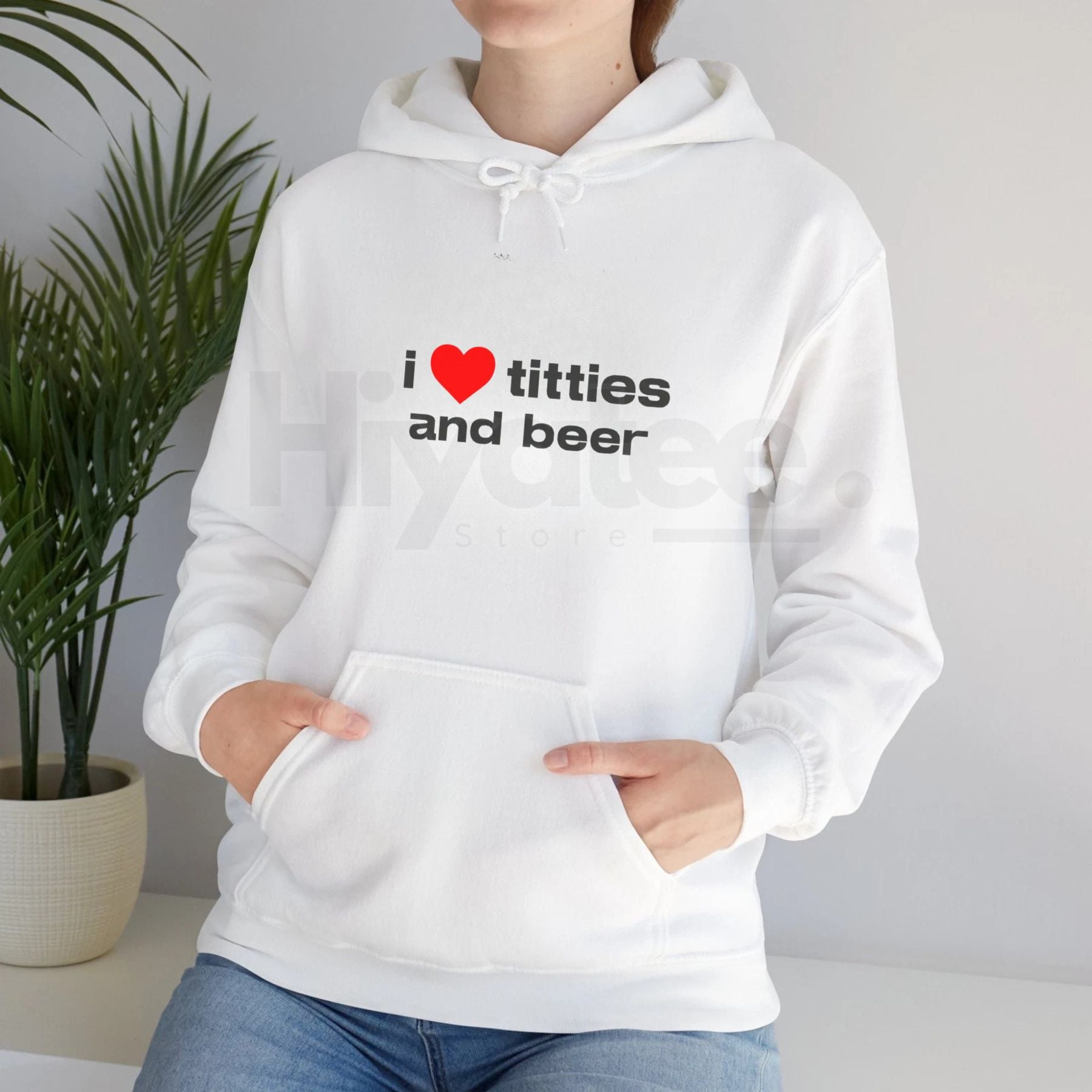 "I Love Titties and Beer" Funny Graphic Hoodie - Hiyatee
