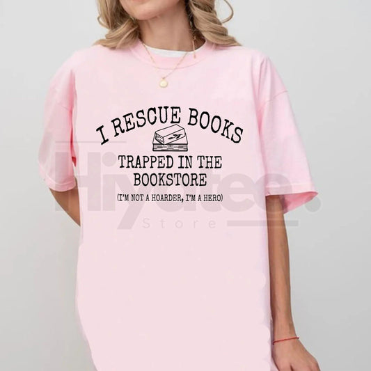 "I Rescue Books Trapped In The Bookstore" Classic T-Shirt – Funny Book Lover Hero Tee - Hiyatee