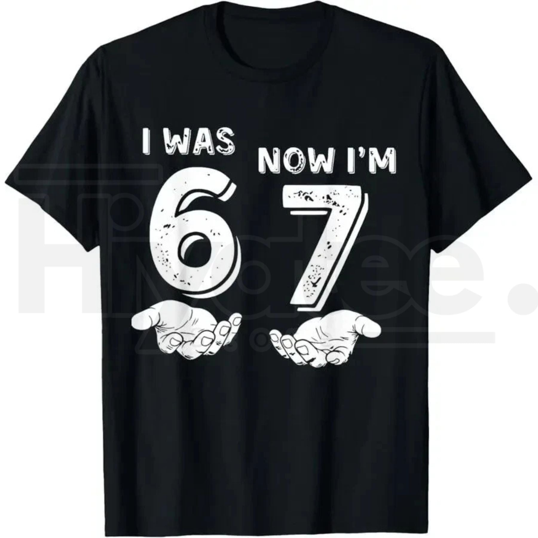 "I Was 6 Now I'm 7" Six Seven Meme T-Shirt – Funny 7th Birthday Hands Graphic Tee.. - Hiyatee