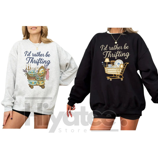 I’d Rather Be Thrifting Shirt: Vintage Thrift Lover Graphic Tee for Cottagecore Fans. - Hiyatee