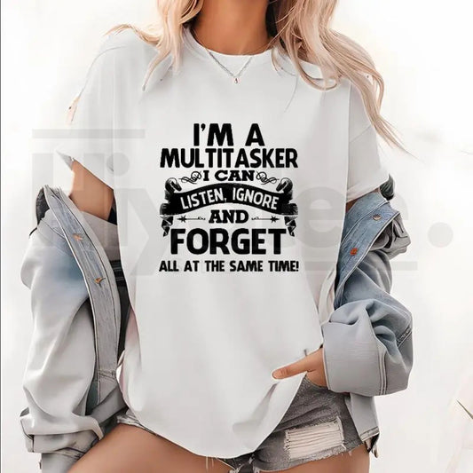 "I'm A Multitasker" Retro – Bold White Graphic Black Men’s Top - Hiyatee