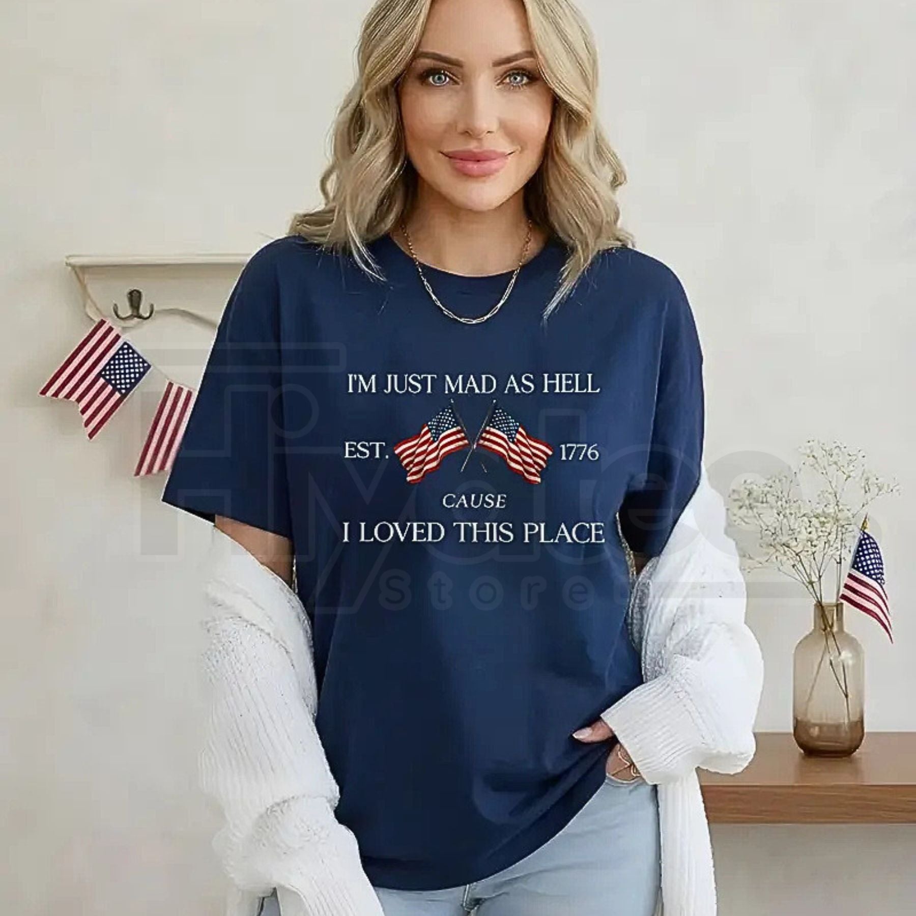 "I'm Just Mad" – 250th Anniversary Patriotic USA Flag Graphic Top - Hiyatee