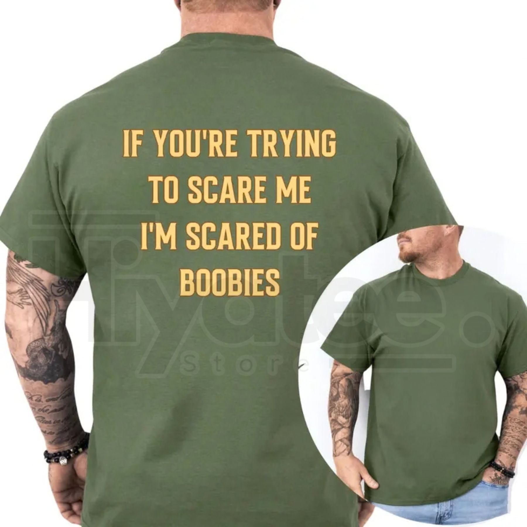 "I'm Scared Of Boobies" Funny T-Shirt – Humorous Adult Graphic Tee for Men - Hiyatee