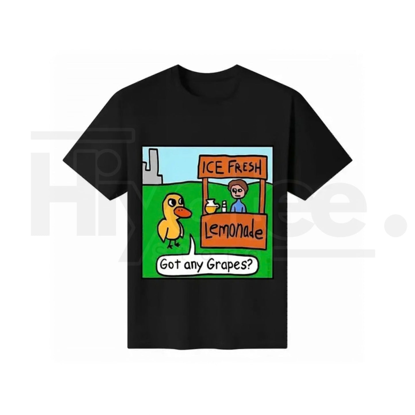 "Ice Fresh Lemonade & Grapes" Duck T-Shirt – Humorous Retro Bird Graphic Tee - Hiyatee