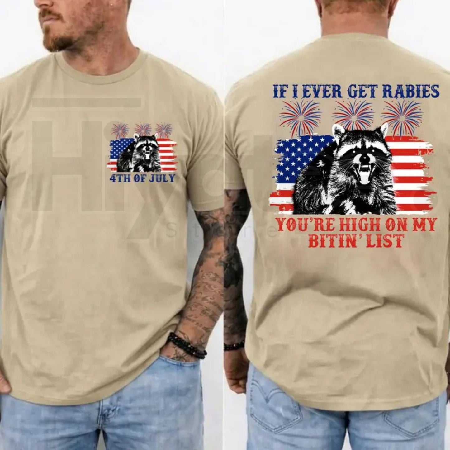 If I Ever Get Rabies 4th Of July T-Shirt – Funny Sarcastic Raccoon Patriotic Tee - Hiyatee