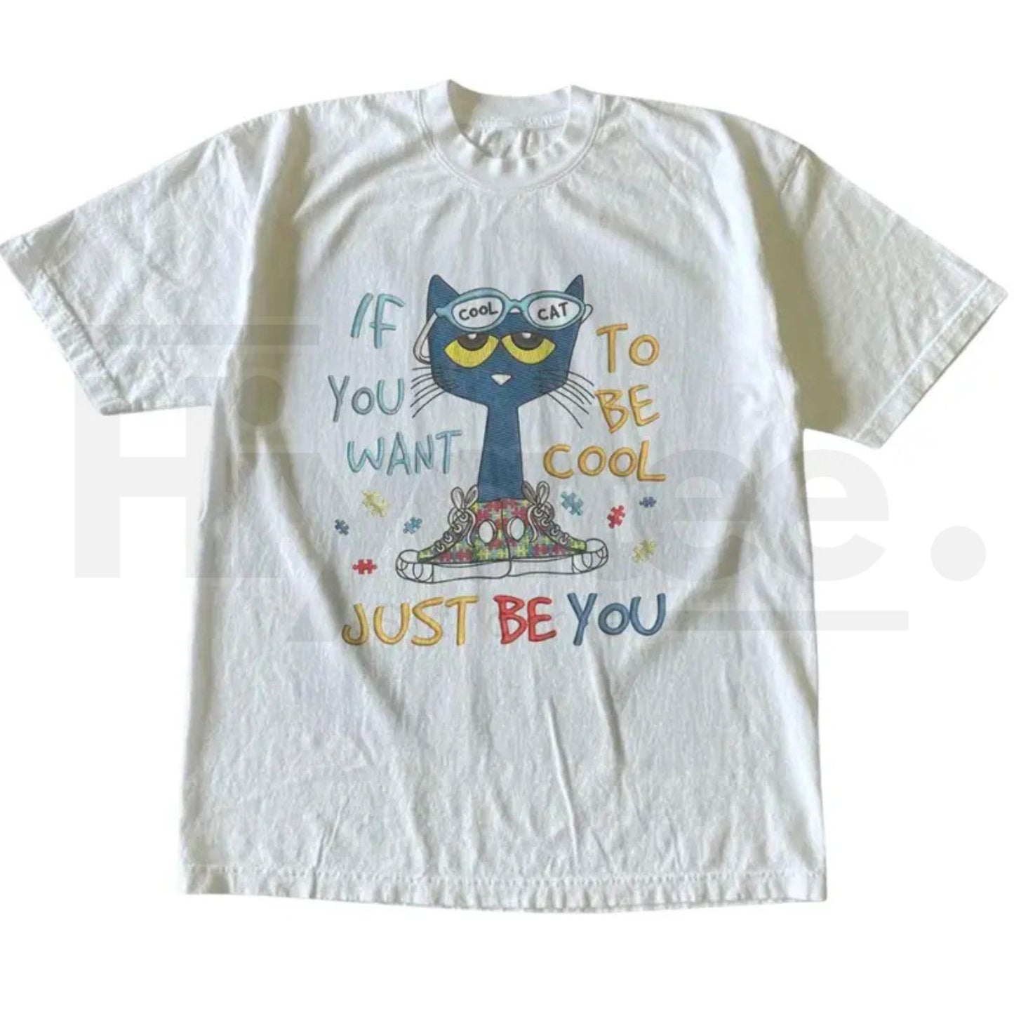 If You Want To Be Cool Just Be Yourself Pete Cat T-Shirt – Y2K Grunge Aesthetic Graphic Tee - Hiyatee