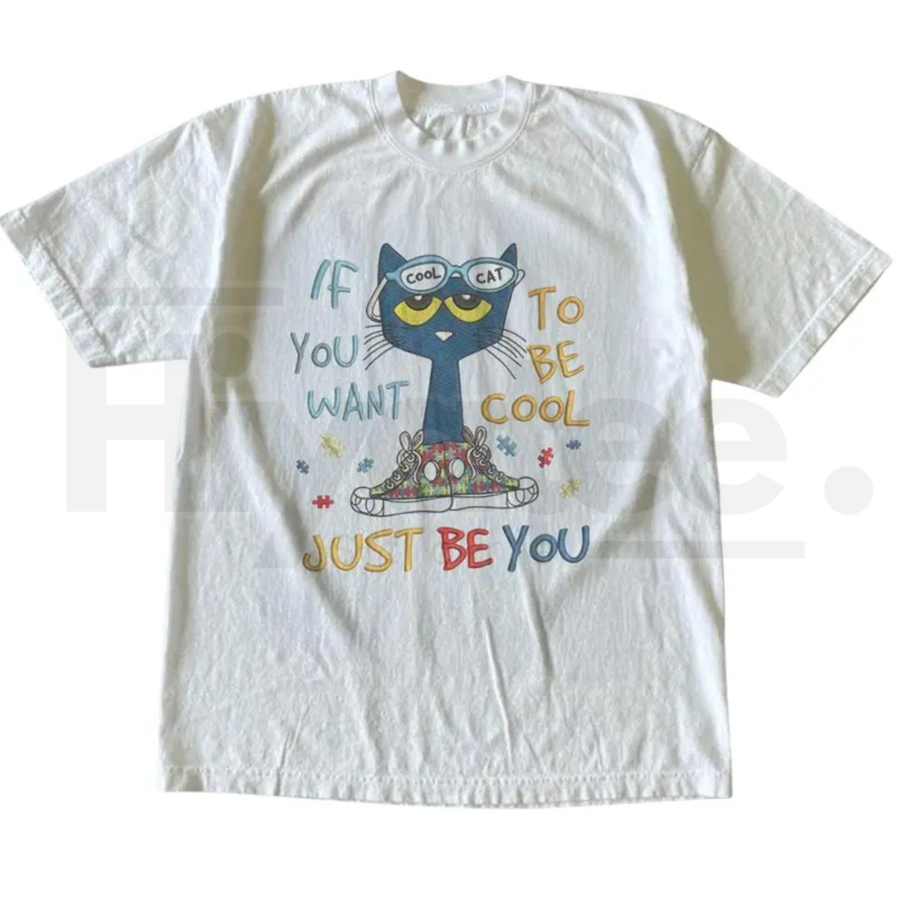 If You Want To Be Cool Just Be Yourself Pete Cat T-Shirt – Y2K Grunge Aesthetic Graphic Tee - Hiyatee