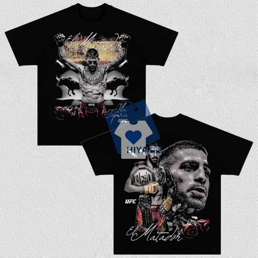 Ilia Topuria UFC Bull Fight T-Shirt – Boxy Fit Premium Graphic Tee for MMA & Sports Fans - Hiyatee