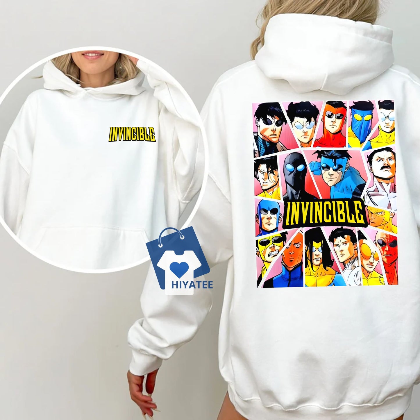  Invincible Hoodie – SS3 Dark Two-Sided Superhero Streetwear-Hiyatee