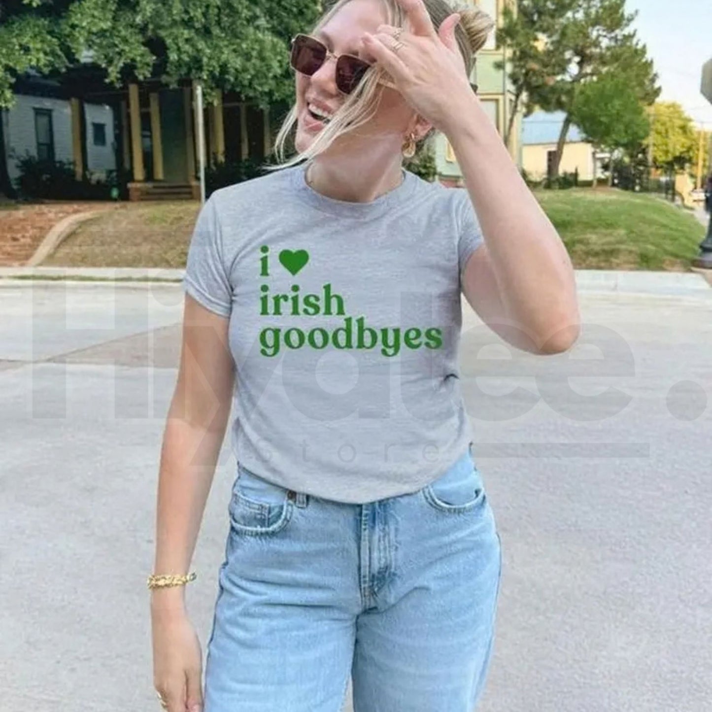 "Irish Goodbye" St. Patrick's Day Baby Tee – Funny St. Paddy's BORG Drinking Shirt - Hiyatee
