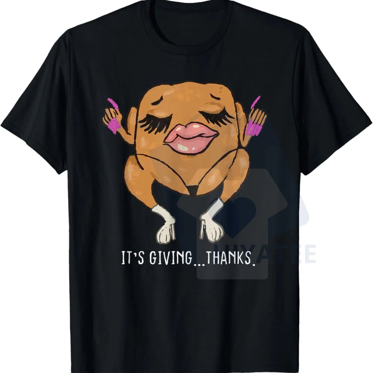 "It’s Giving Thanks" Turkey Funny Thanksgiving Meme T-Shirt – Cotton Graphic Tees Streetwear - Hiyatee