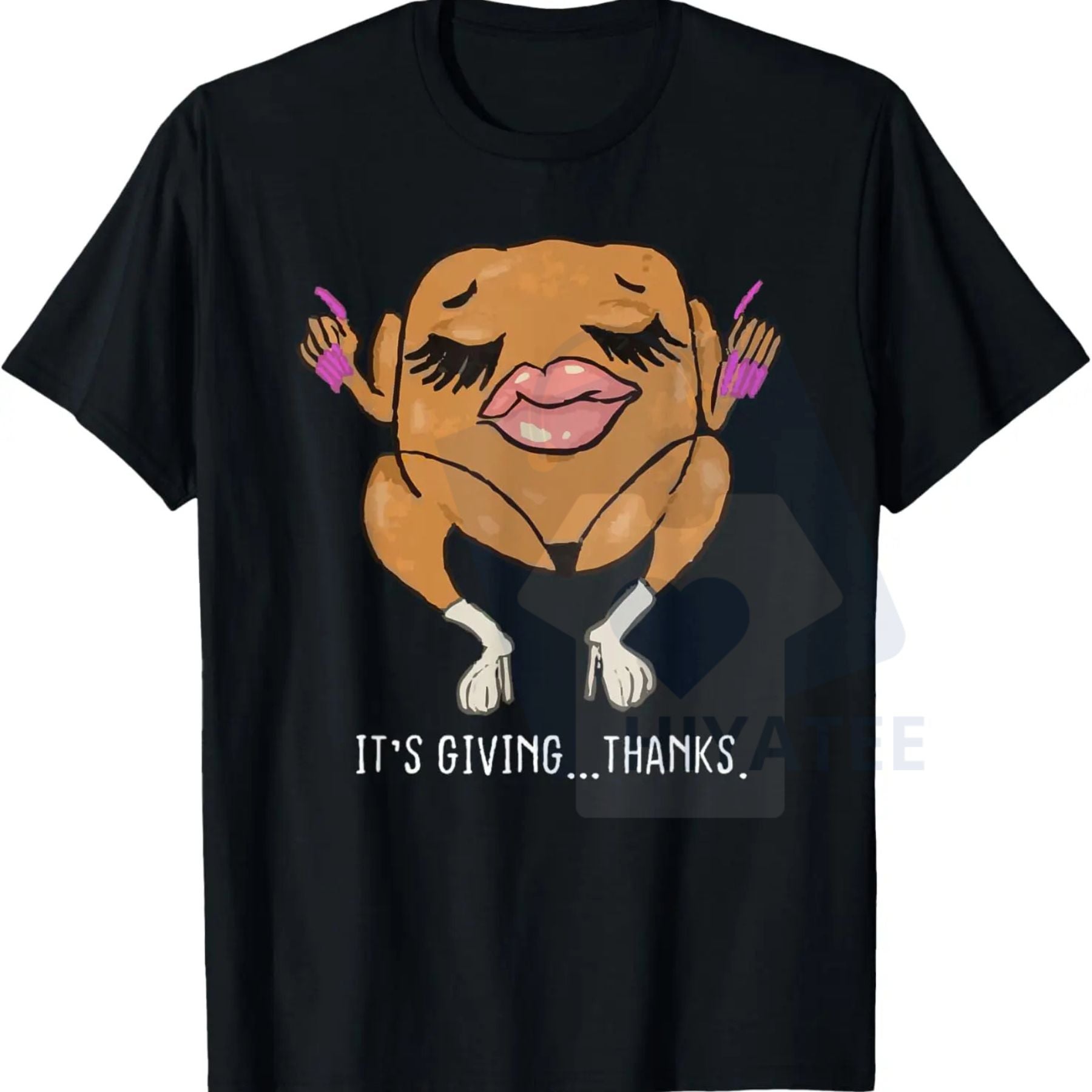 "It’s Giving Thanks" Turkey Funny Thanksgiving Meme T-Shirt – Cotton Graphic Tees Streetwear - Hiyatee