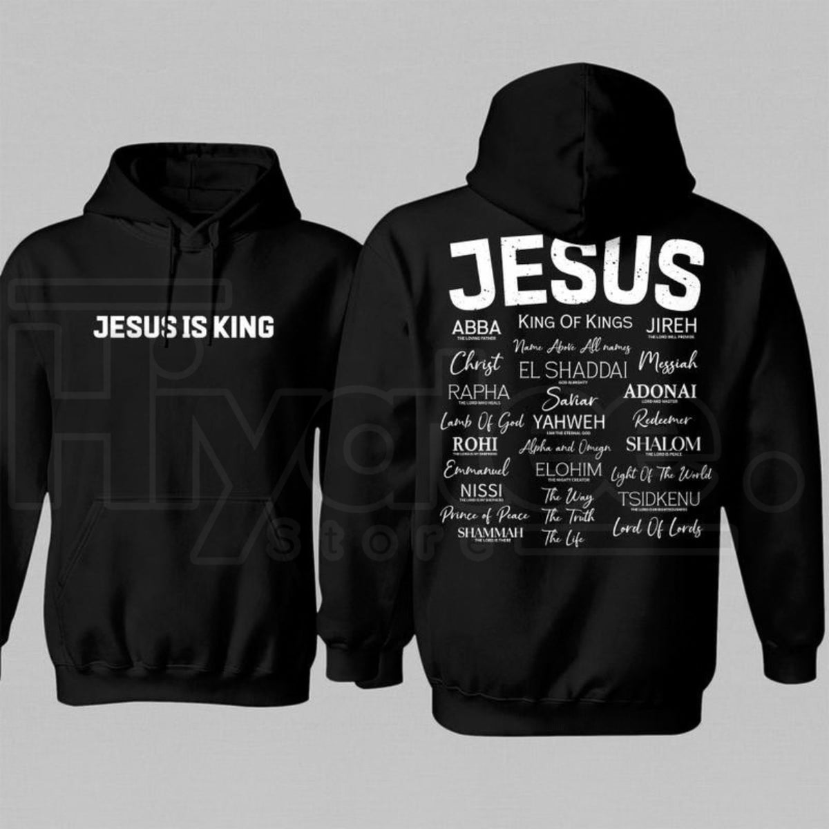 "JESUS IS KING" Gothic Hoodie – Dark Aesthetic Streetwear Cross Graphic Pullover - Hiyatee