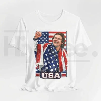 Jack Hughes Inspired Team USA Hockey Shirt – 2026 Olympic Fan Graphic Tee - Hiyatee