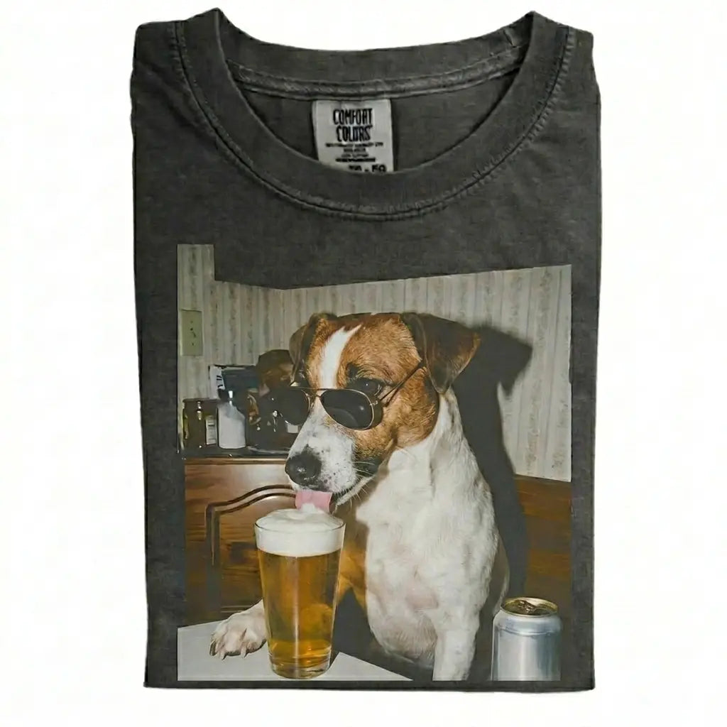Comfort Colors 50+ Dog Breeds Available Drinking Beer Shirt – Vintage 90s Funny Edgy Dog Meme Tee, Unisex Casual Streetwear Gift