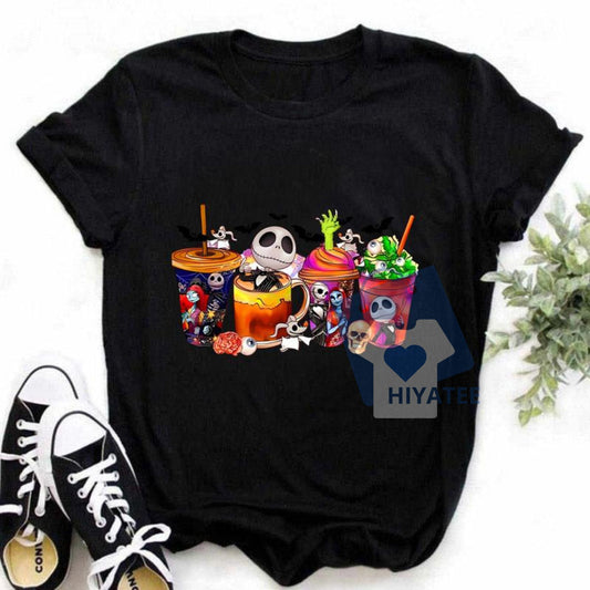 Jack & Sally Nightmare Before Christmas T-Shirt – Y2K Women’s Graphic Tee, Short Sleeve Cotton Top-Hiyatee