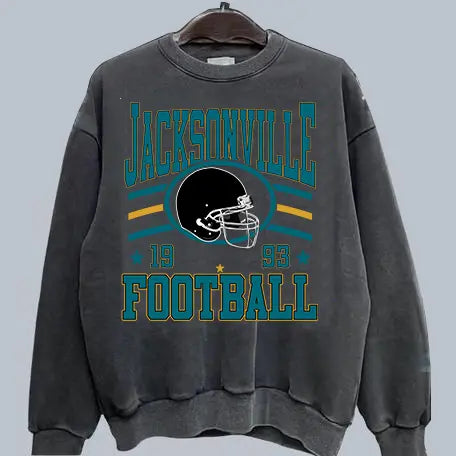Vintage Team Football Oversized 90s Dark Heather Sweatshirt Retro Sport Tee