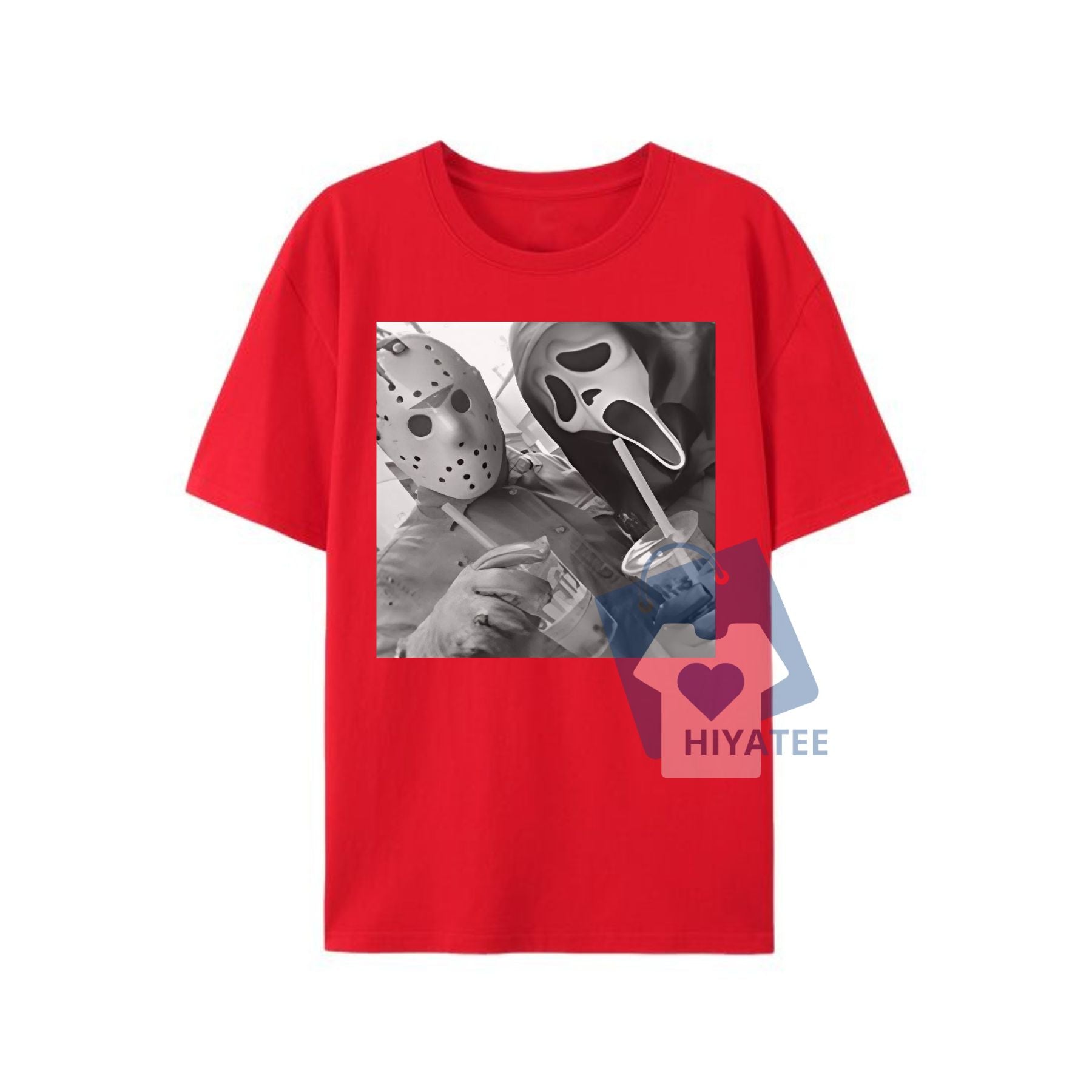 Jason & Ghostface Halloween T-Shirt – Funny Y2K Horror Graphic Tee, Unisex 90s Style Top-Hiyatee
