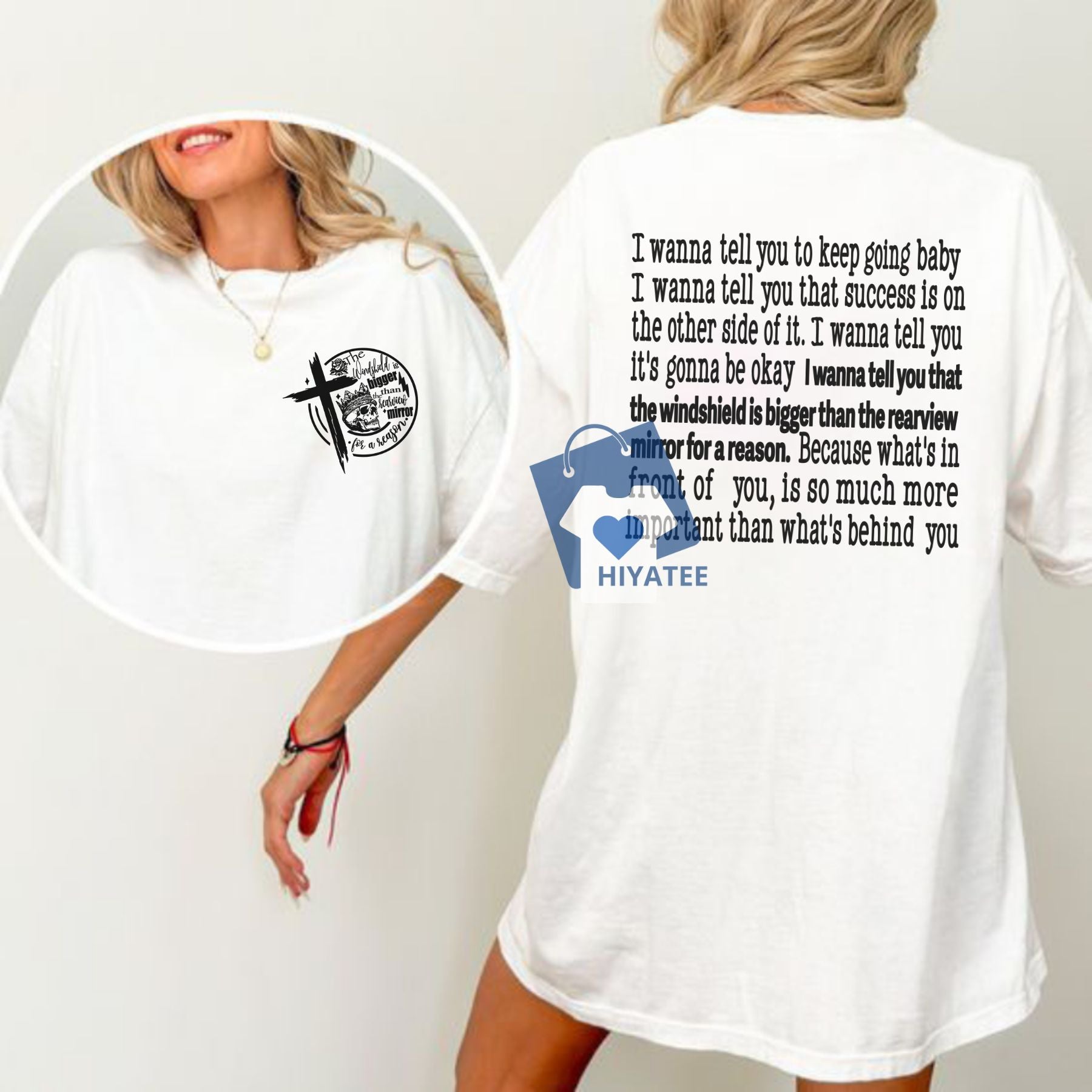 Jelly Roll Tee – “The Windshield Is Bigger Than The Rearview Mirror” Motivational Graphic Shirt-Hiyatee