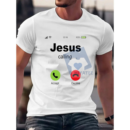 "Jesus Calling" T-Shirt – Christian Religious Graphic Tee, 100% Cotton Church Apparel - Hiyatee